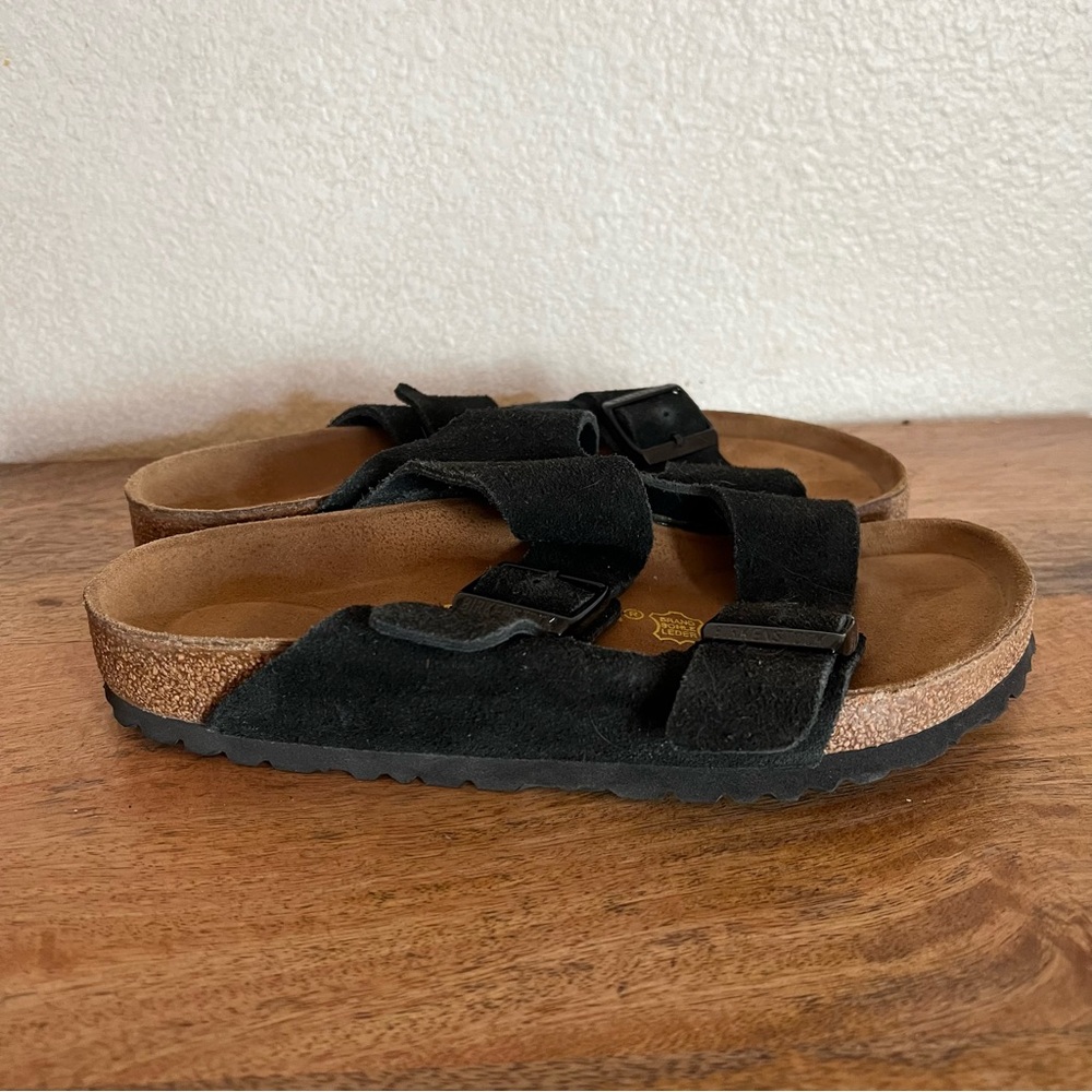 Birkenstock Arizona Black Suede Sandal Size 38 (7-7.5) Wide - Picture 3 of 9